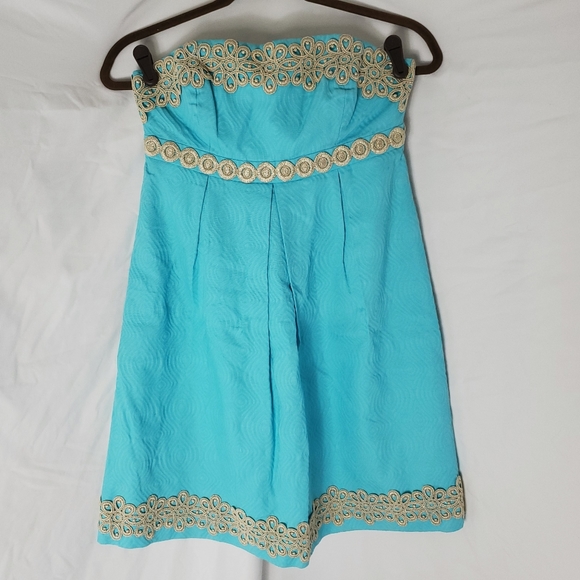 Lilly Pulitzer Shorely Blue Betsey Jacquard Dress Size 0 - Picture 2 of 8